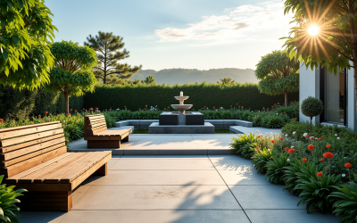 jardin moderne et traditionnel