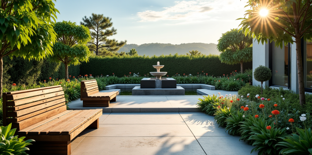 jardin moderne et traditionnel